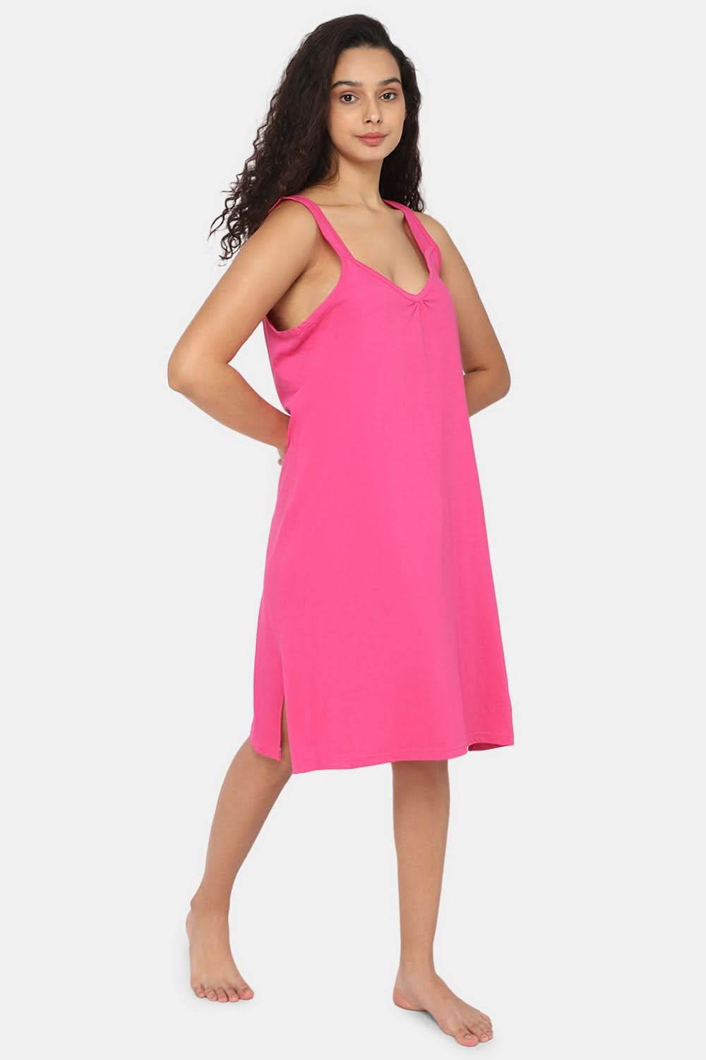 Intimacy Full Coverage Knee-Length Cotton Night Slip | Lightweight & Summer-Friendly Nightwear - Naidu Hall Family Store