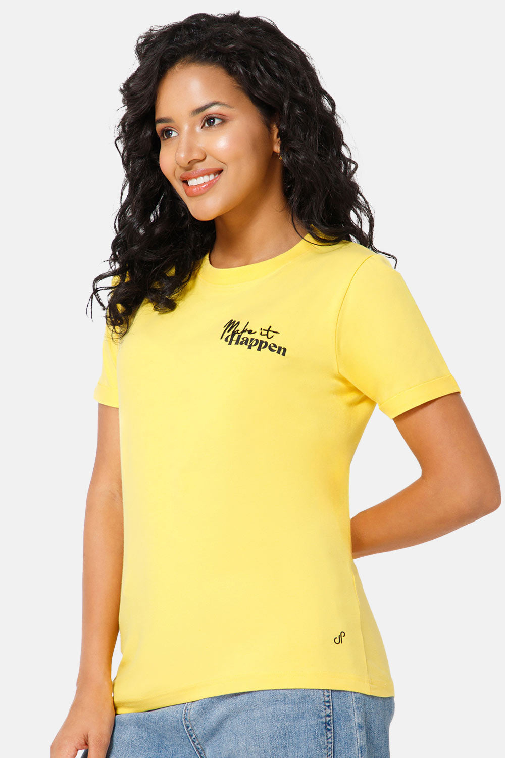 Jusperf Women Half Sleeve Crew Neck T-shirt  - Mustard - SD18