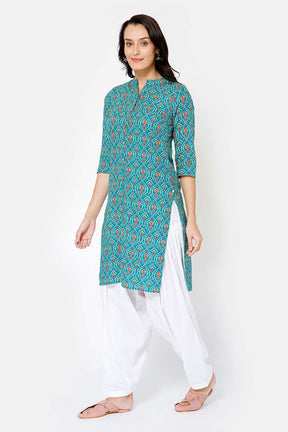 Mythri Women Knee Length Straight Kurtha - Green - KU41