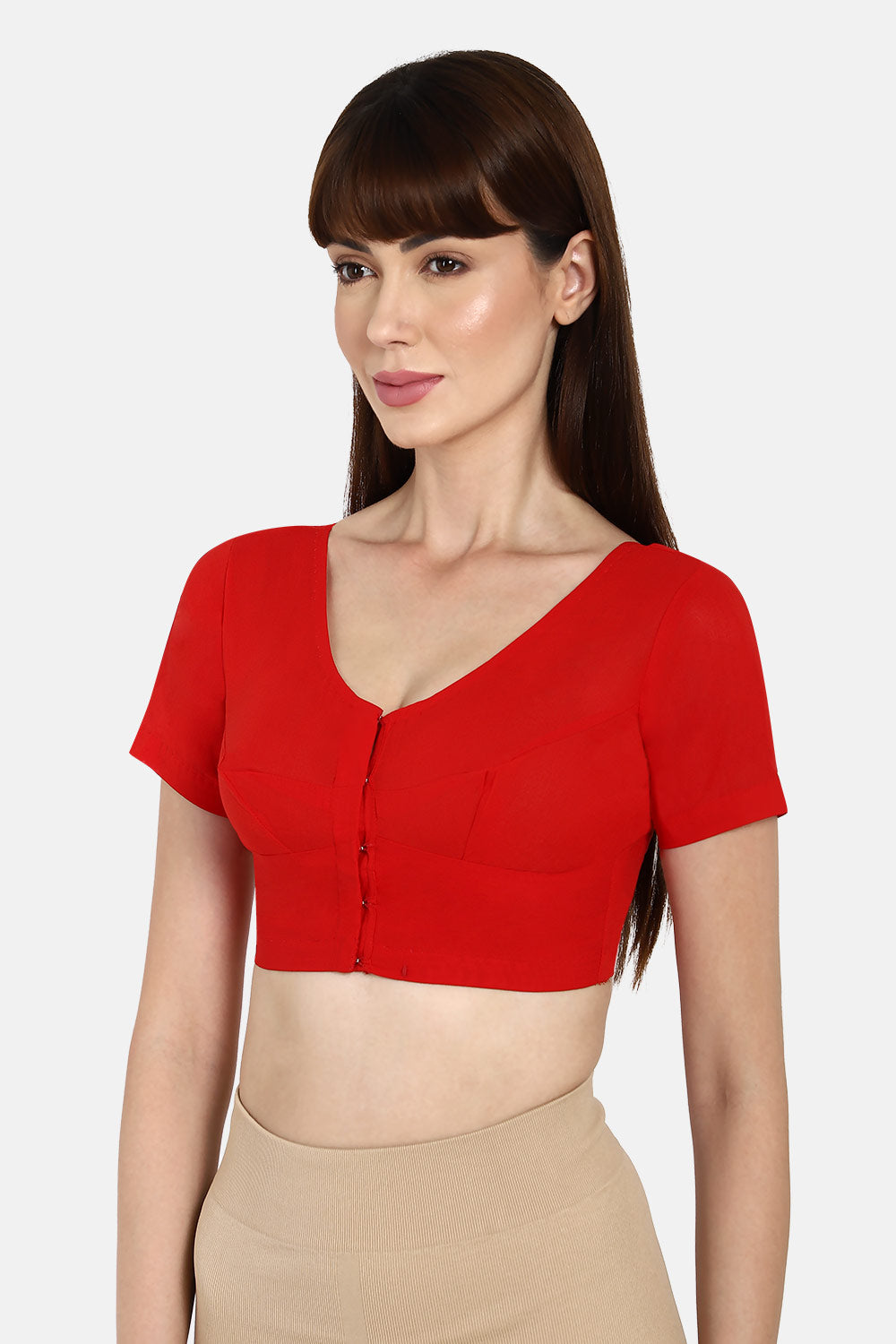 Naidu Hall Round neck short sleeve blouse - Red