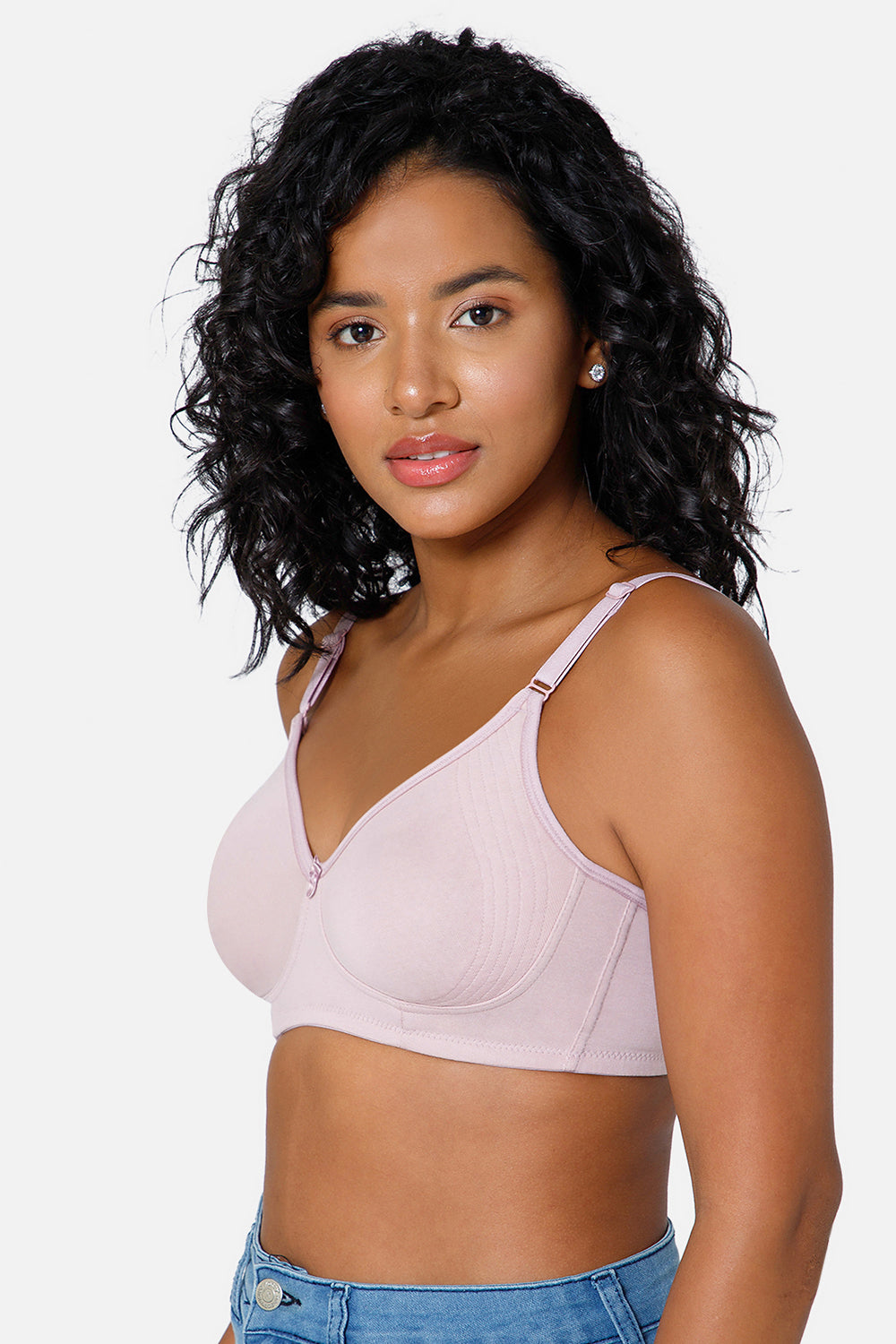 Light Shade Lavender T-shirt Saree Bra ES02 - Non-Padded and Non-Wired with High Coverage