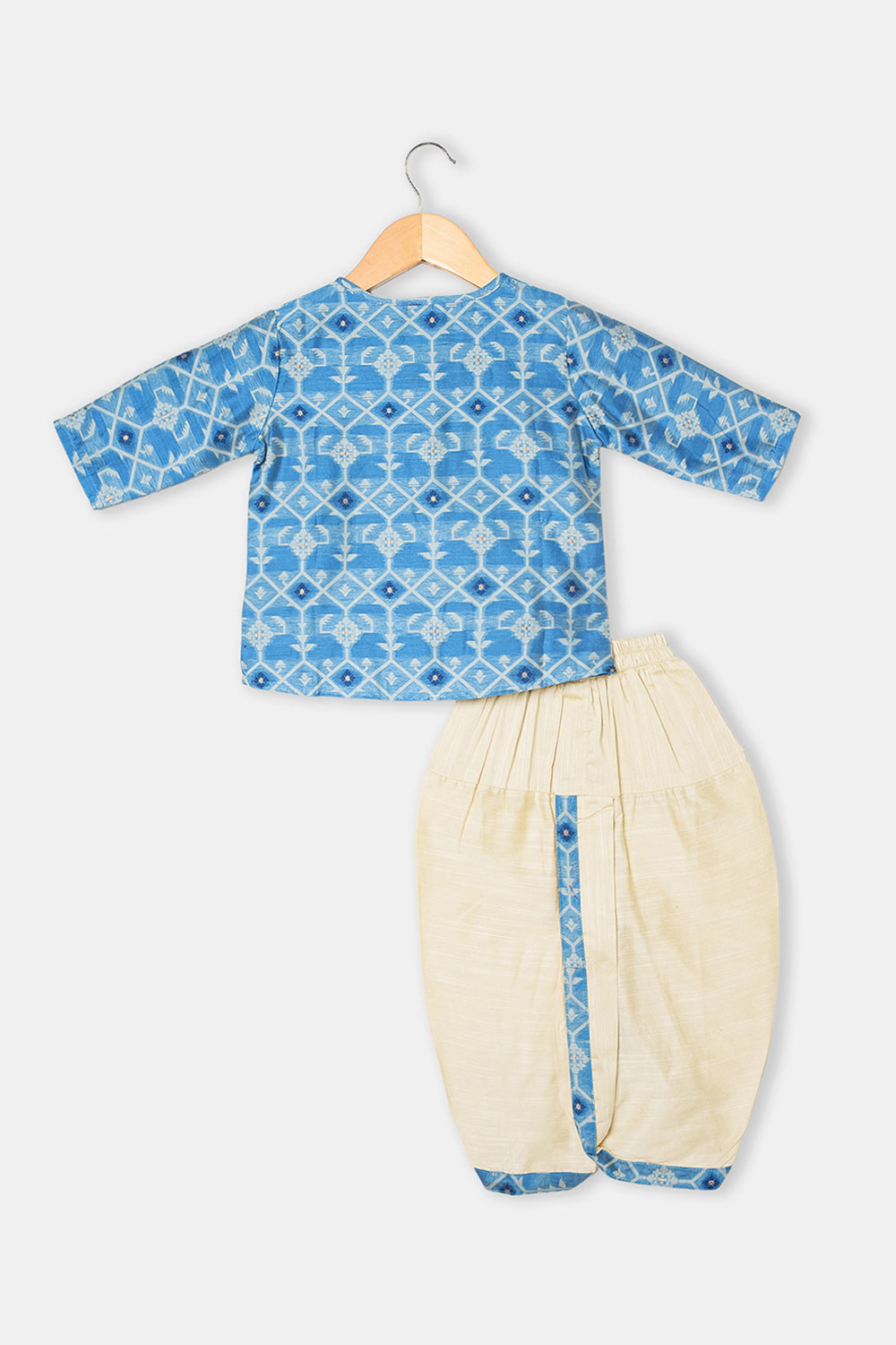Navkrish Boys Cotton Kurta Dhoti Set – Jamdhani Traditional Wear - Blue - KD05