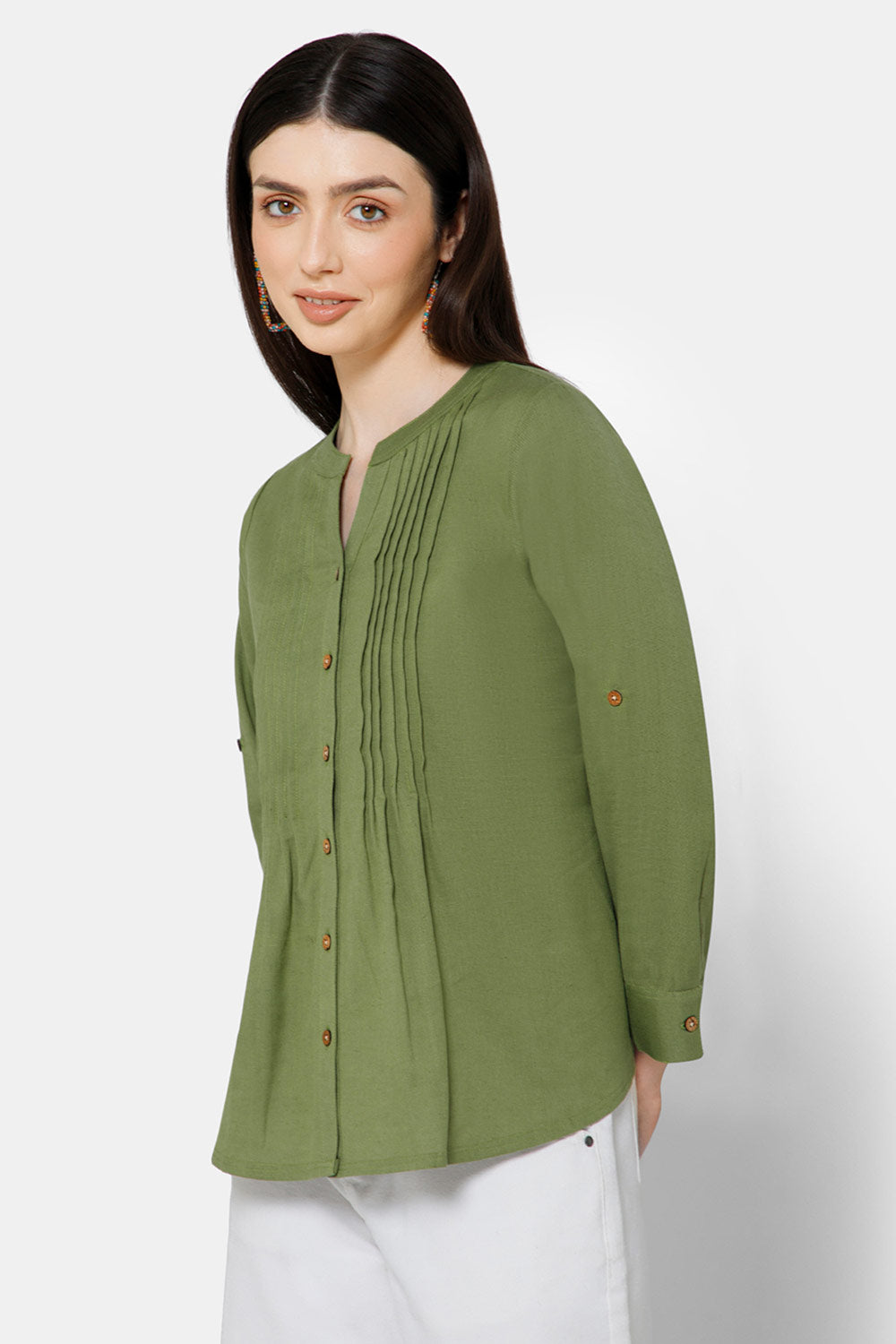 Mythri Women's Regular Casual top - Green - TO20