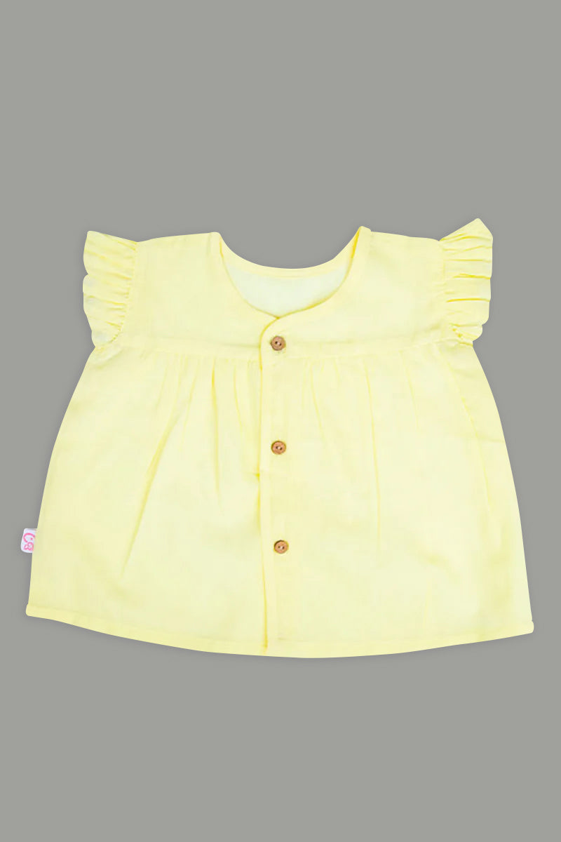 Oh Baby Solid Front Button Vest Frill Sleeve - FV01