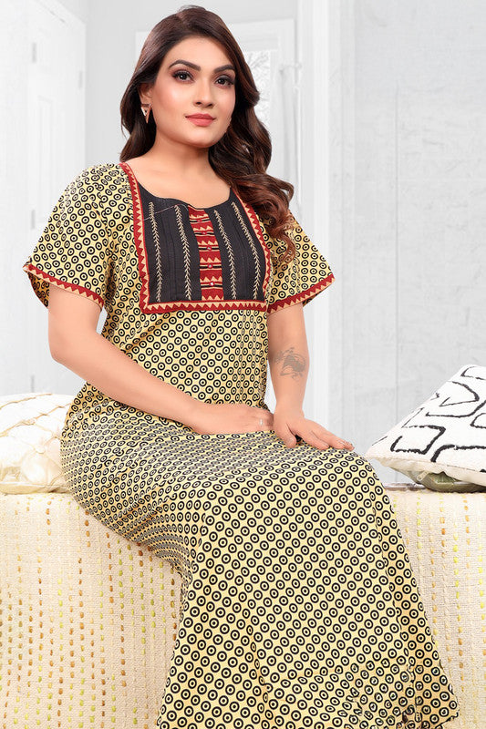 Women's Nighty | Soft Blended Fabric Comfortable Nightwear & Stylish Sleepwear - Skin - 3287