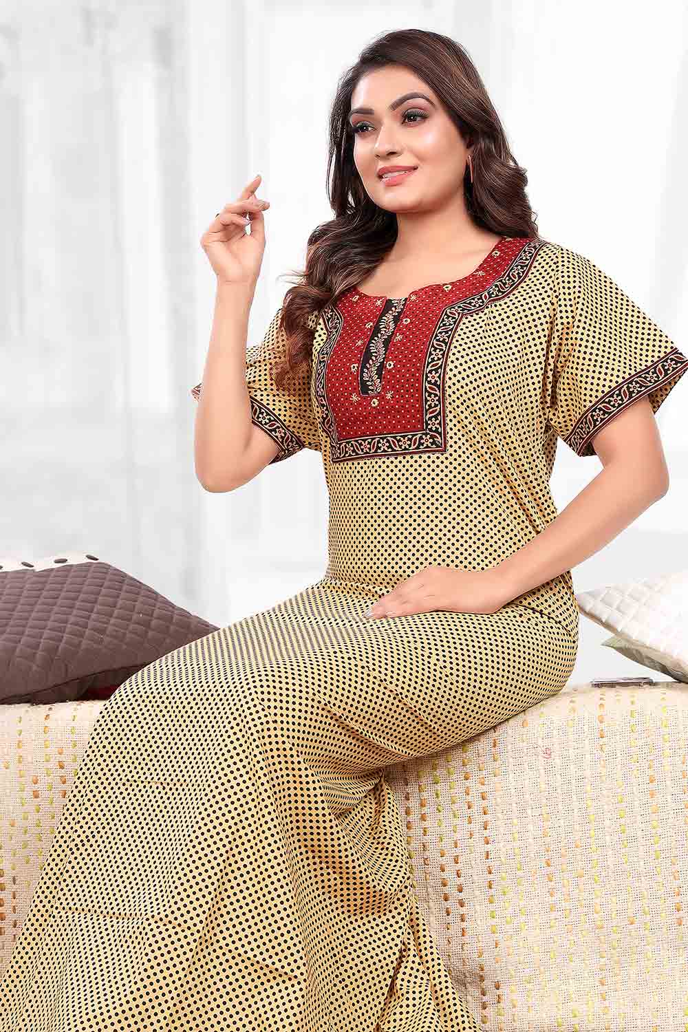 Women’s Nighty | Soft Blended Fabric Comfortable Nightwear & Stylish Sleepwear - Skin - 3288