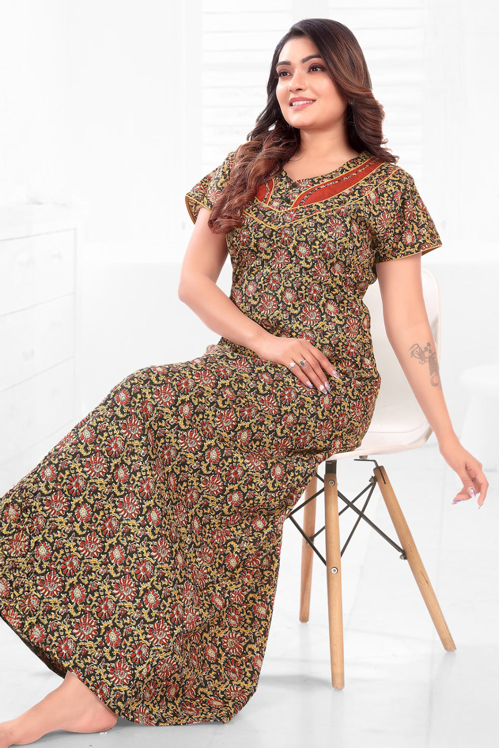 Women's Nighty | Soft Blended Fabric Comfortable Nightwear & Stylish Sleepwear - Purple - 3153