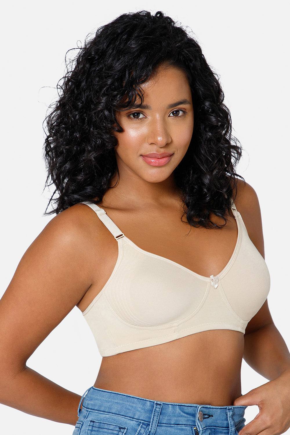 Full Coverage Non-Padded Non-Wired Intimacy T-Shirt Saree Bra ES02 - Beige