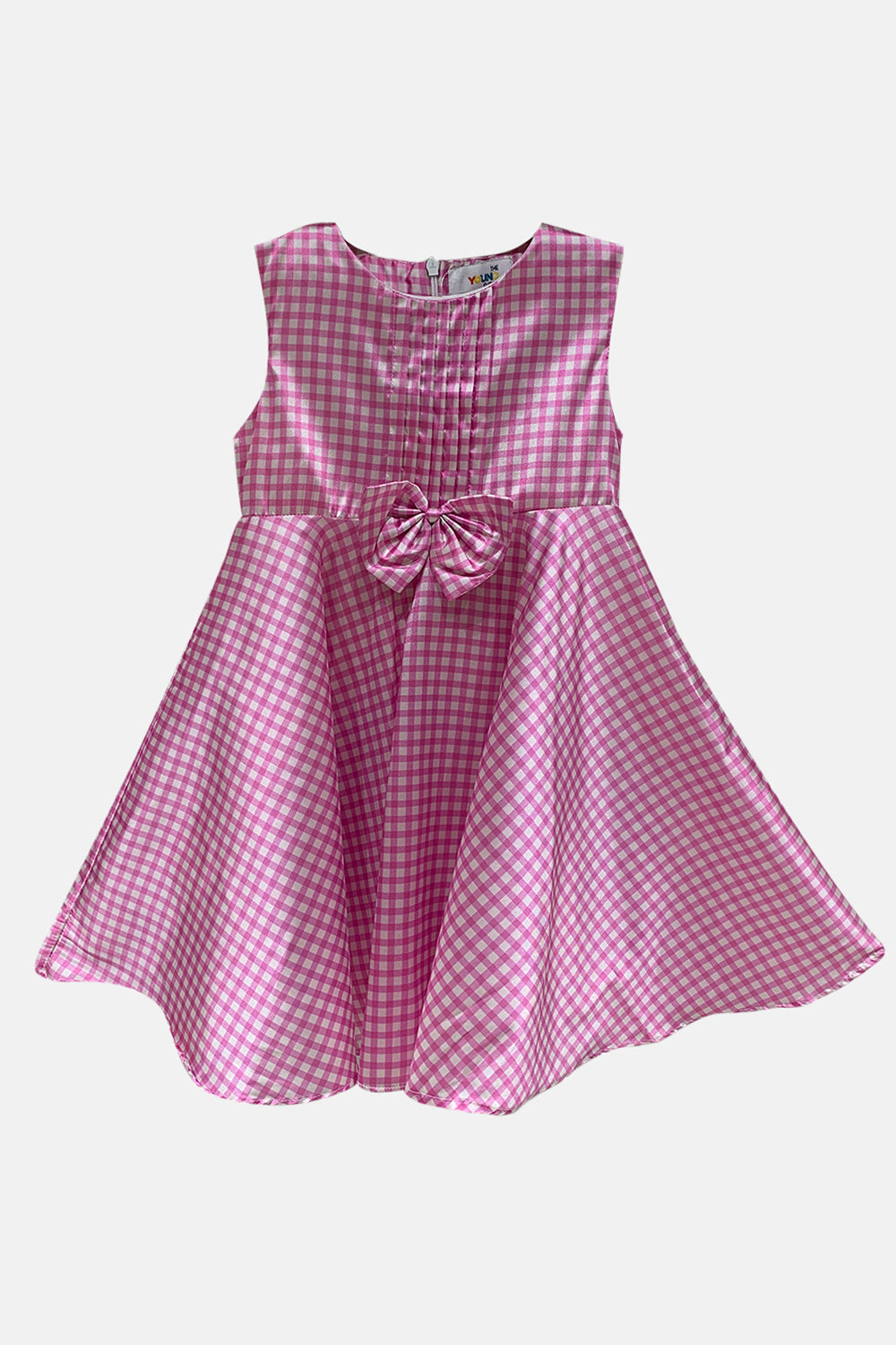 The Young Future Round Neck Sleeveless Girls Frock - Pink - DR01