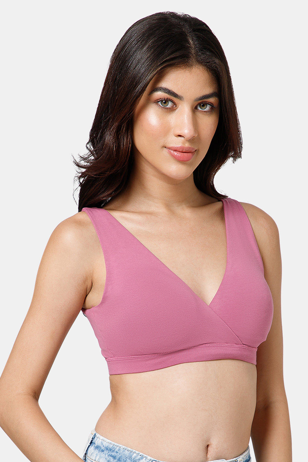 Intimacy Maternity Bra for Women – Non-Wired Slip-On Cotton Nursing Bra with Criss-Cross Front  - FB10