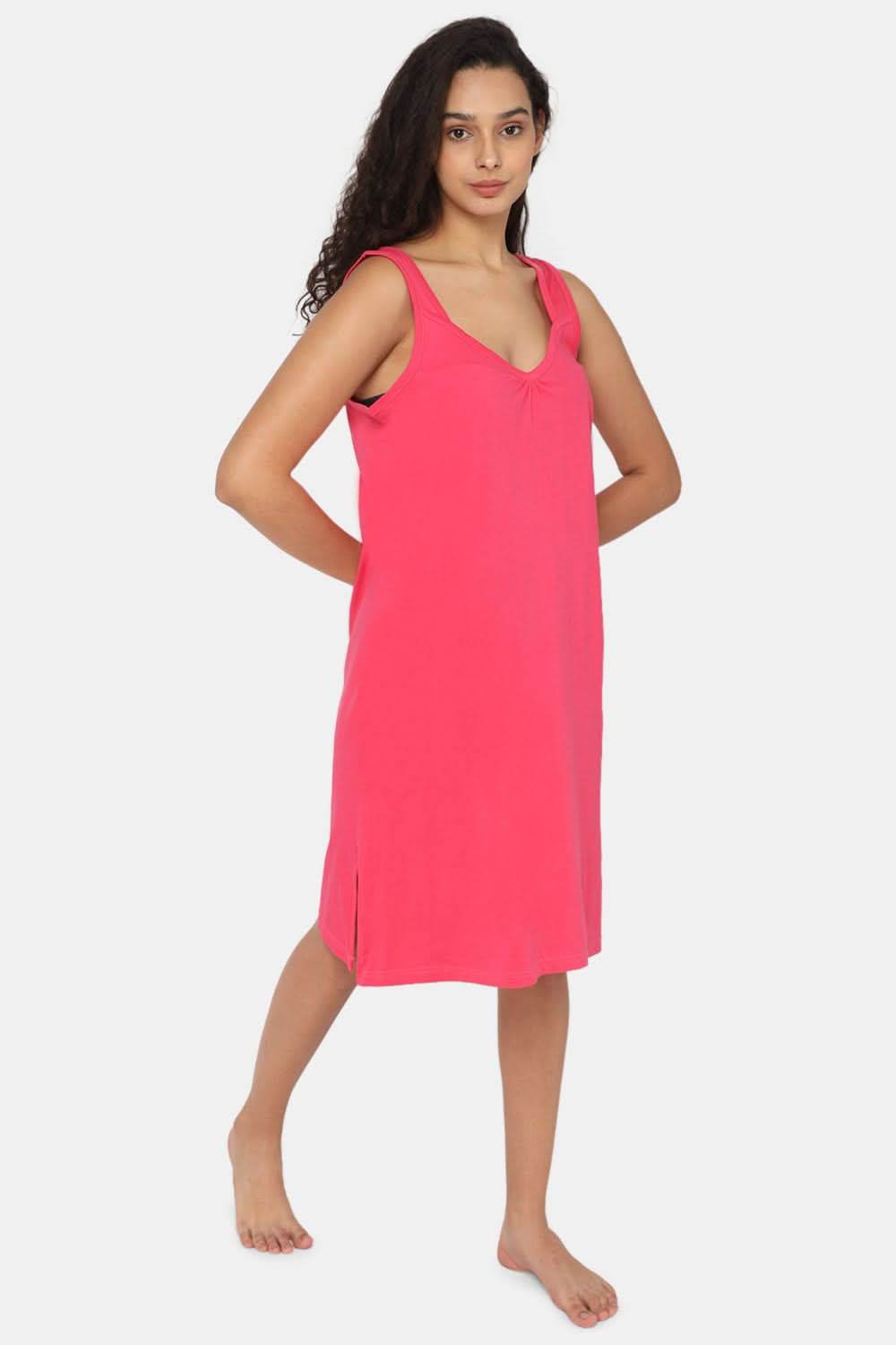 Intimacy Full Coverage Knee-Length Cotton Night Slip | Lightweight & Summer-Friendly Nightwear - Naidu Hall Family Store