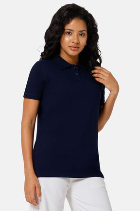 Jusperf Women Half Sleeve Polo Neck T-shirt  - Blue - SJD6