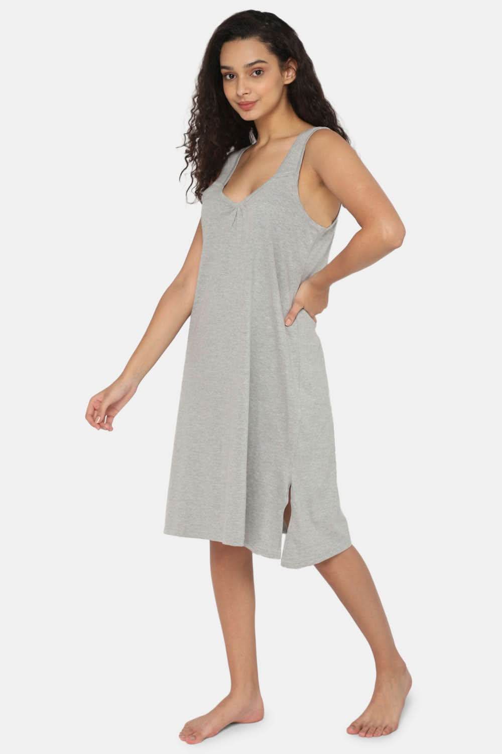 Intimacy Full Coverage Knee-Length Cotton Night Slip | Lightweight & Summer-Friendly Nightwear - Naidu Hall Family Store