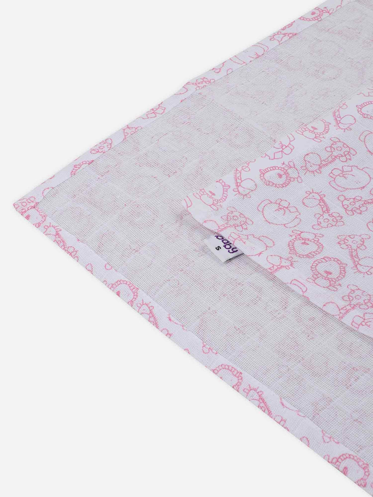 Oh Baby Cotton Printed Square Nappies - Pink - Naidu Hall Family Store