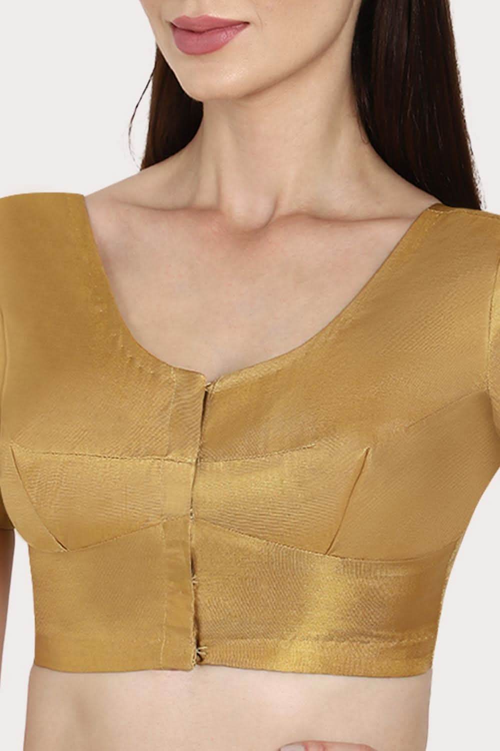 Naidu Hall Round neck short sleeve blouse - Gold - Naidu Hall Family Store