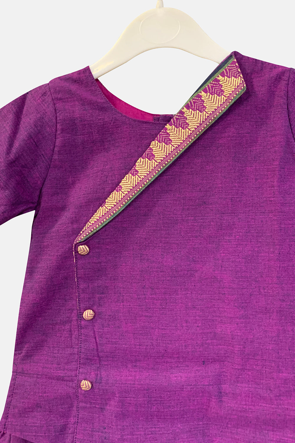 Chittythalli Stylised Collar Puff Sleeves Ethnic Pavadai Set - Purple - PS67