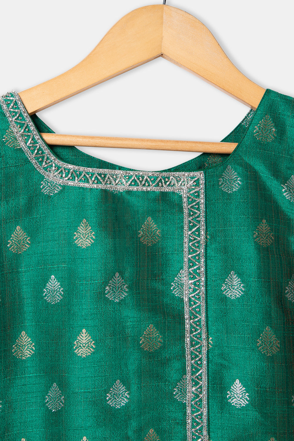 Chittythalli Asymetrical Neckline Sleeveless Ethnic Pavadai Set - Green - PS77