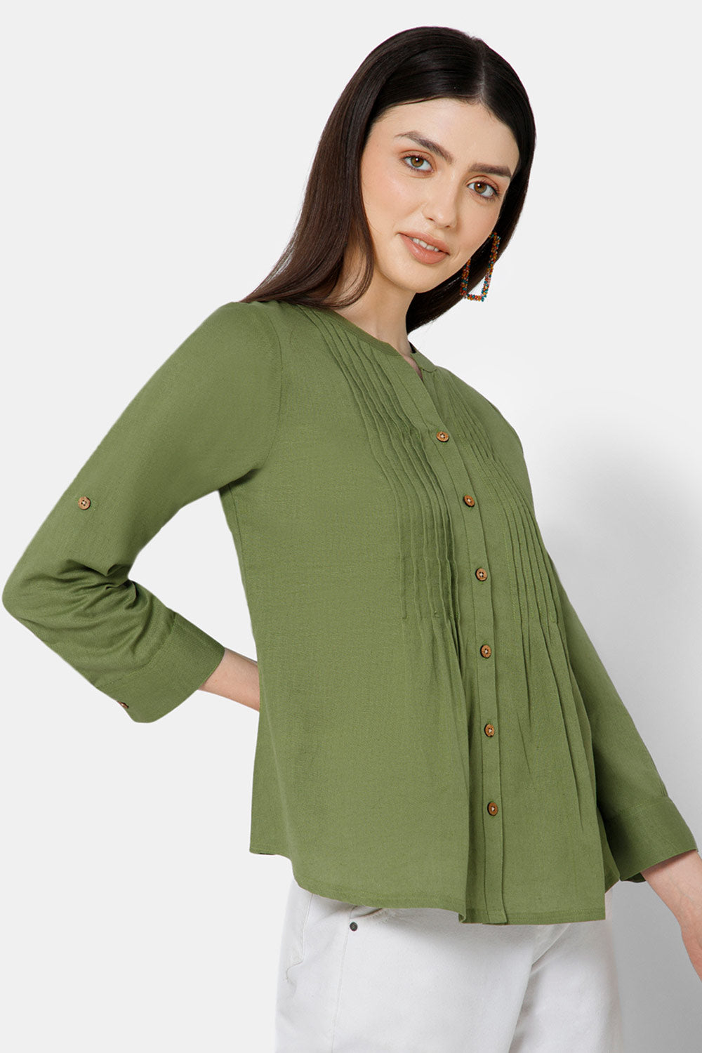 Mythri Women's Regular Casual top - Green - TO20