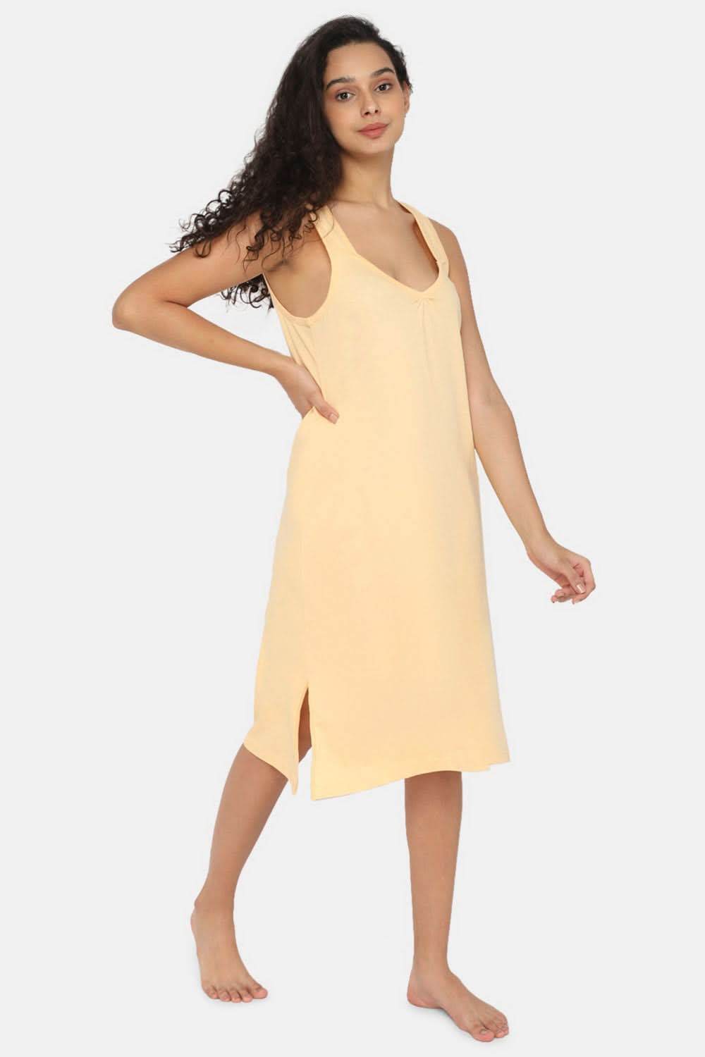 Intimacy Full Coverage Knee-Length Cotton Night Slip | Lightweight & Summer-Friendly Nightwear - Naidu Hall Family Store