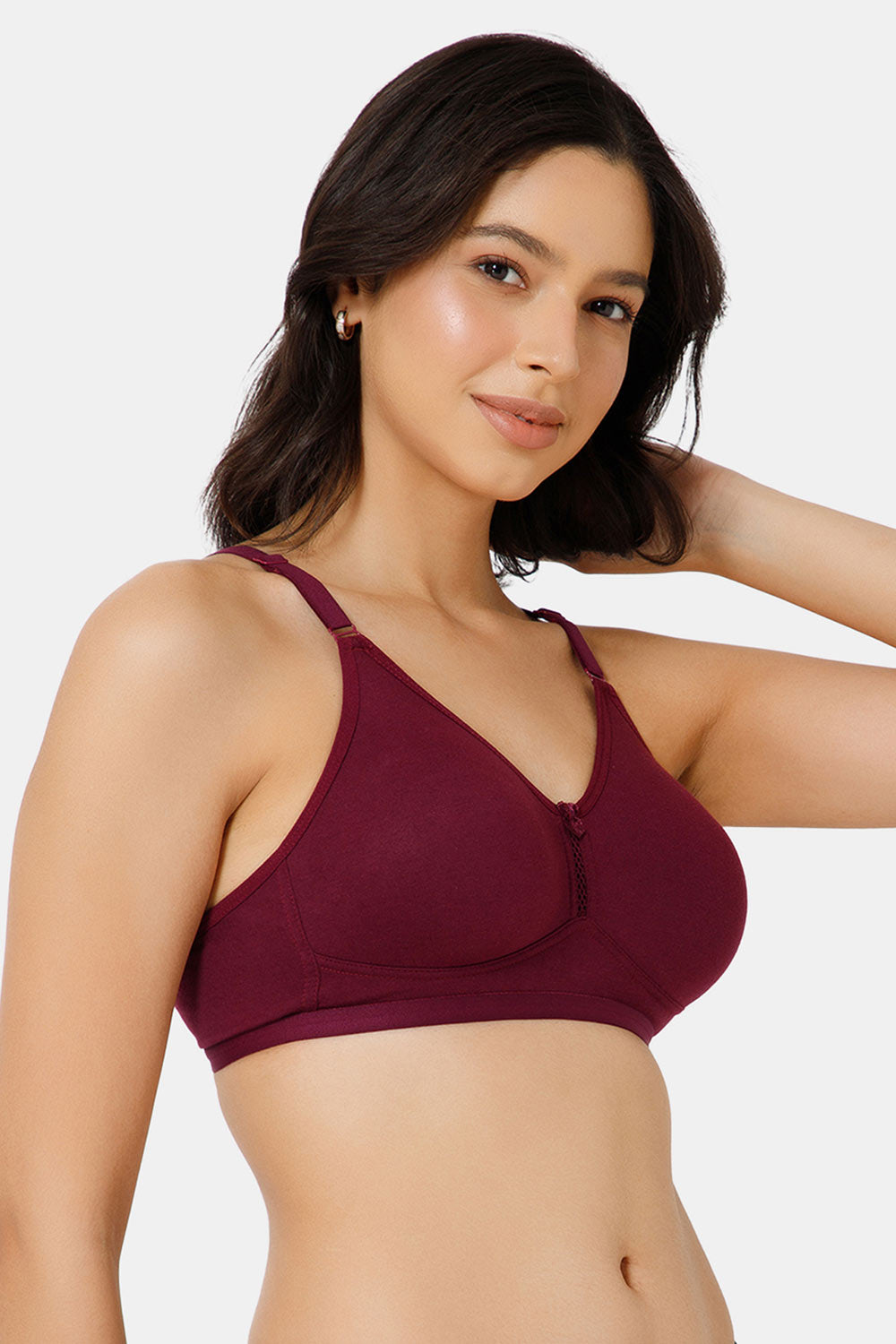 Naidu Hall High Coverage Non-Padded Everyday T-Shirt Bra-Wine