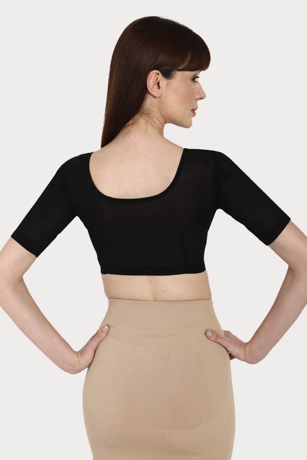 Naidu Hall Round neck long sleeve blouse - Black - Naidu Hall Family Store