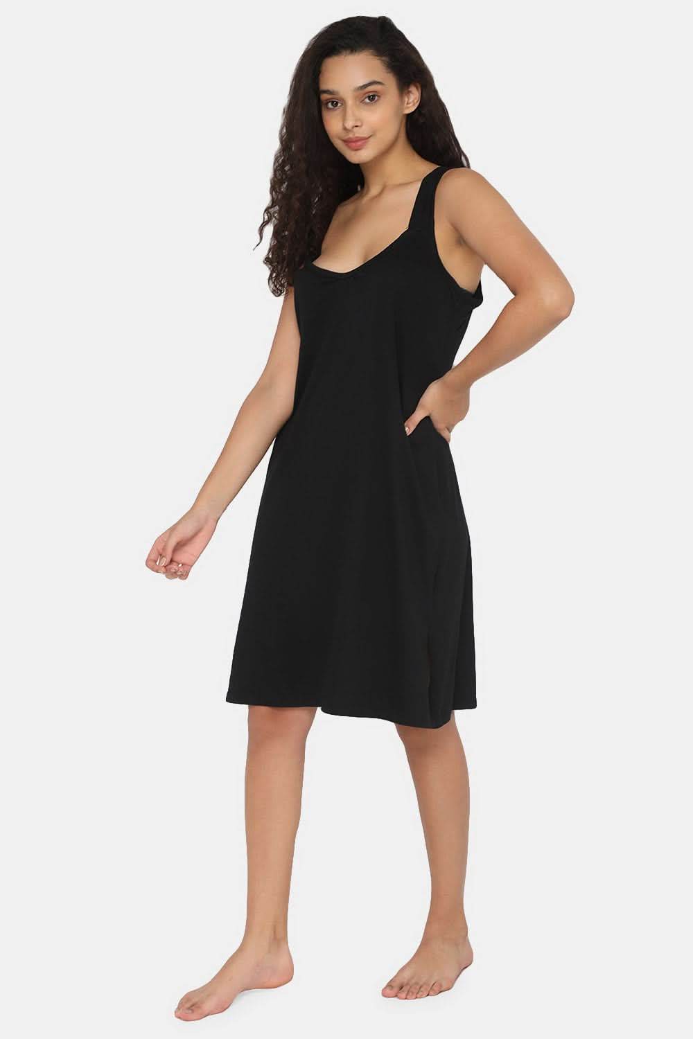 Intimacy Full Coverage Knee-Length Cotton Night Slip | Lightweight & Summer-Friendly Nightwear - Naidu Hall Family Store