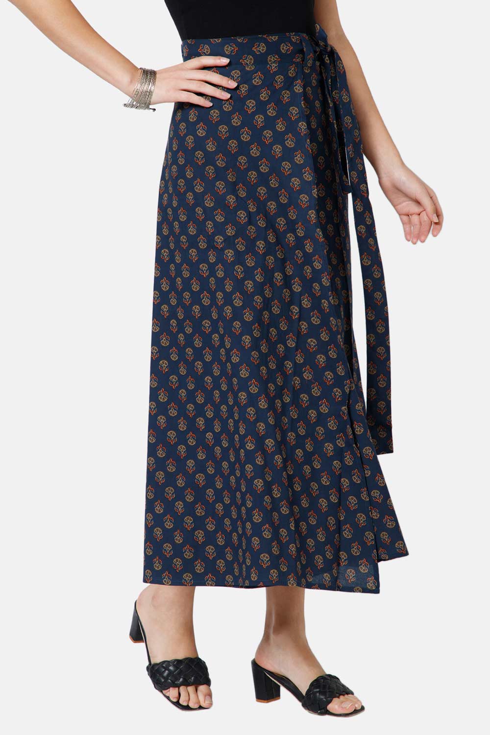 Mythri Women Skirt With Wrap Around  - Blue  - SK07