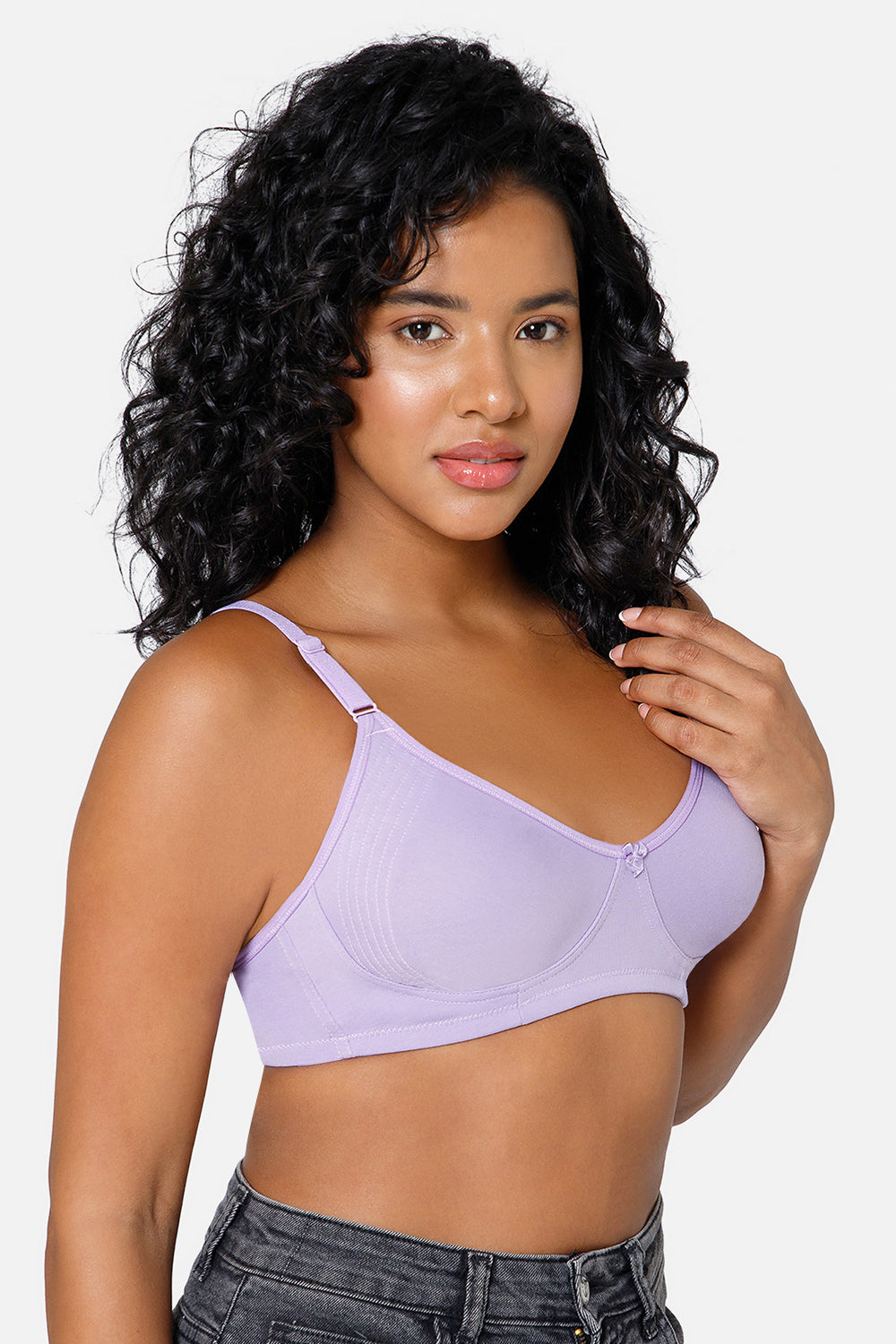 Light Shade Lilac T-shirt Saree Bra ES02 - Non-Padded and Non-Wired with High Coverage