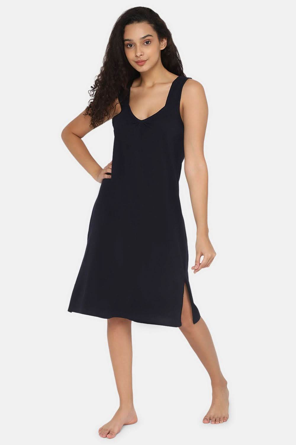 Intimacy Full Coverage Knee-Length Cotton Night Slip | Lightweight & Summer-Friendly Nightwear - Naidu Hall Family Store