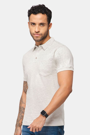 Enhance Polo Tshirt - Ecru Melange - SN19
