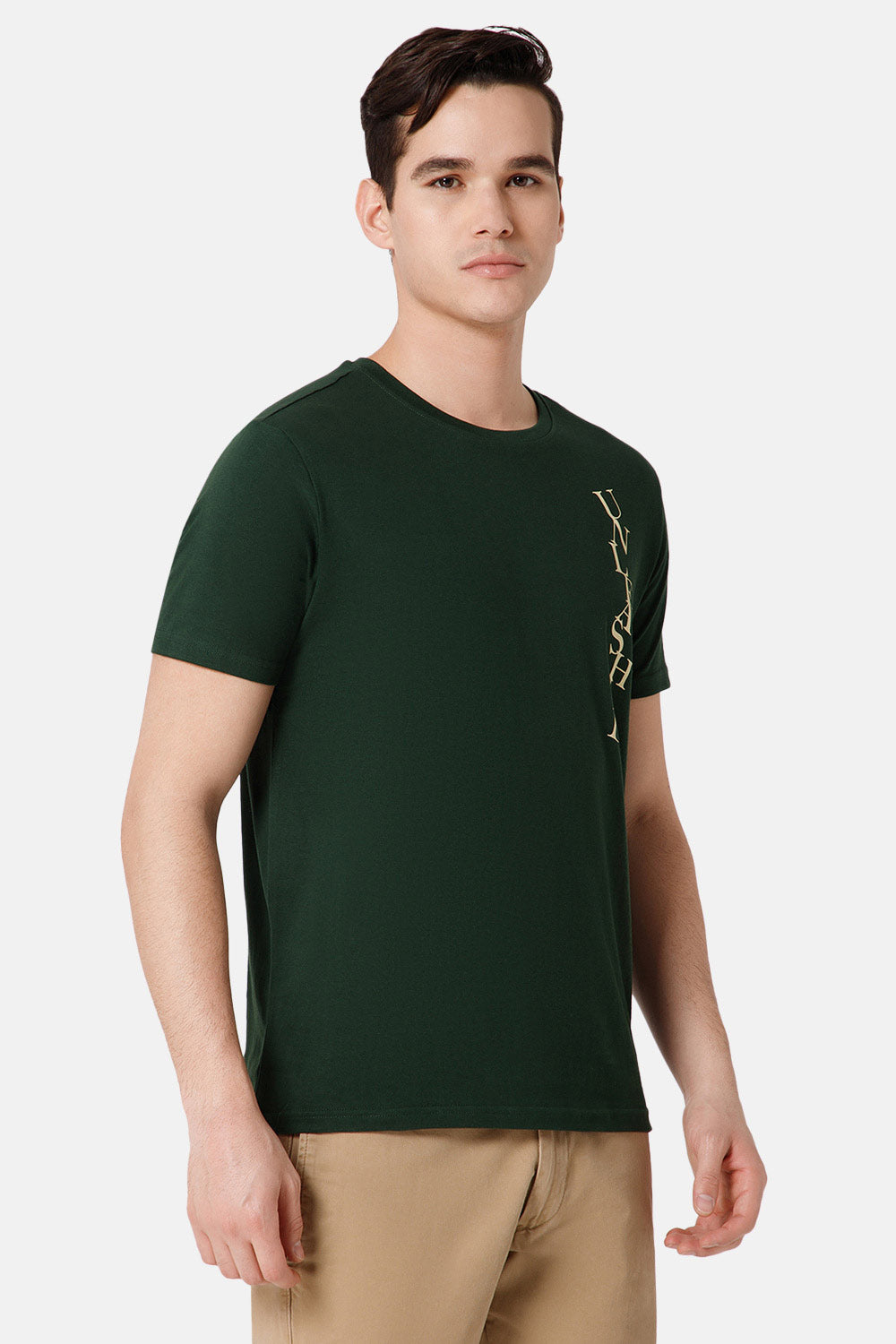 Enhance Printed Crew Neck Men's Casual T-Shirts - Green - TS18