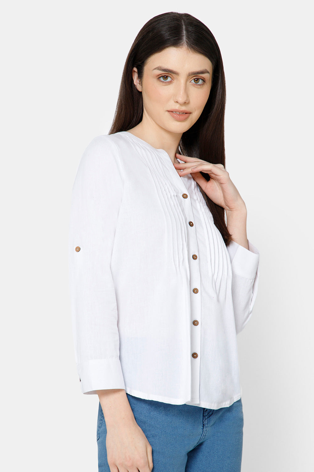 Mythri Women's Regular Casual top - White - TO20