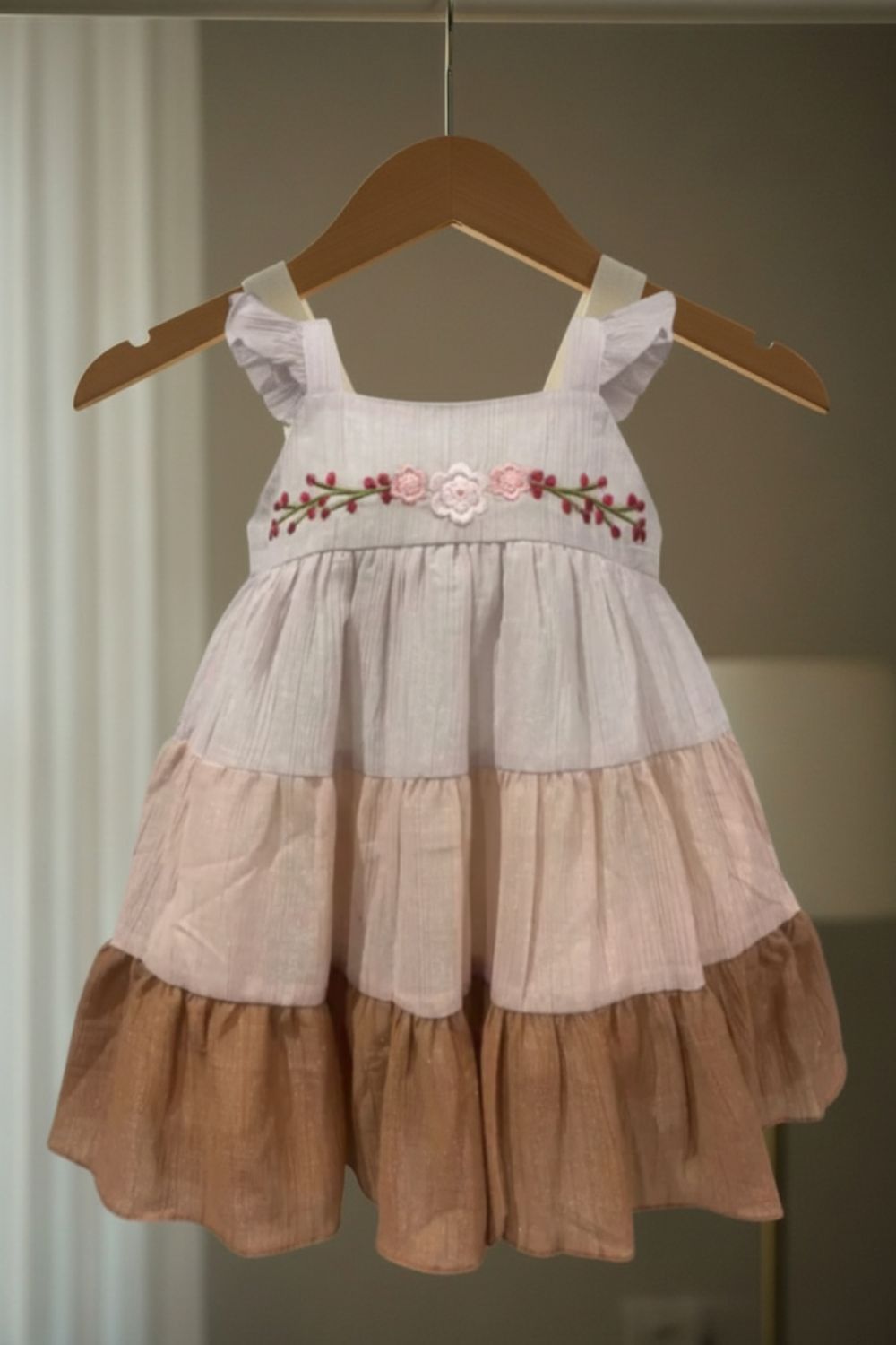 Girls Cotton-Blend Sleeveless Dress | Square Neck Solid Above-Knee Regular Fit Daily Wear Frock - B654