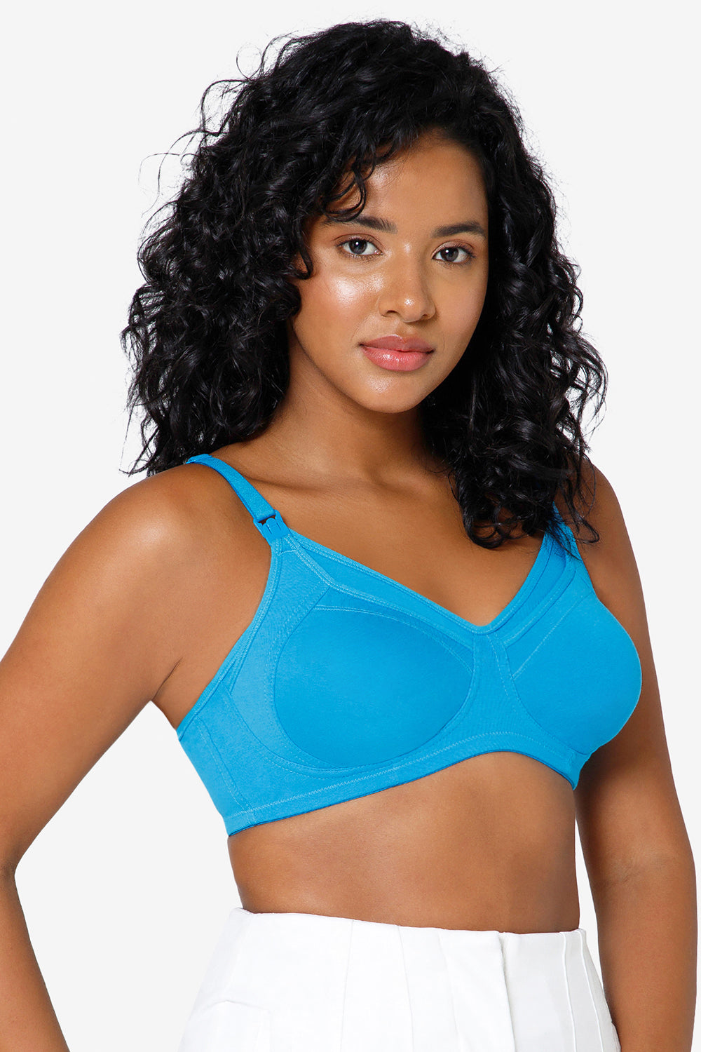 Front View of High Coverage Blue Attol Intimacy Nursing Bra FB07 Perfect for Feeding Mothers