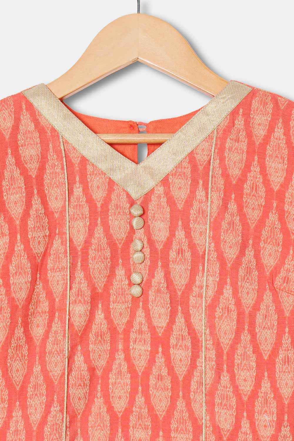 Chittythalli Girls Kurthi Handloom Cotton Regular Fit  - Orange - KU06