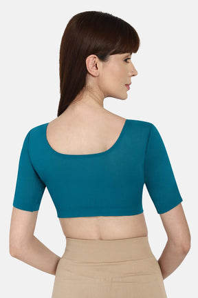 Naidu Hall Round neck long sleeve blouse - Teal Blue