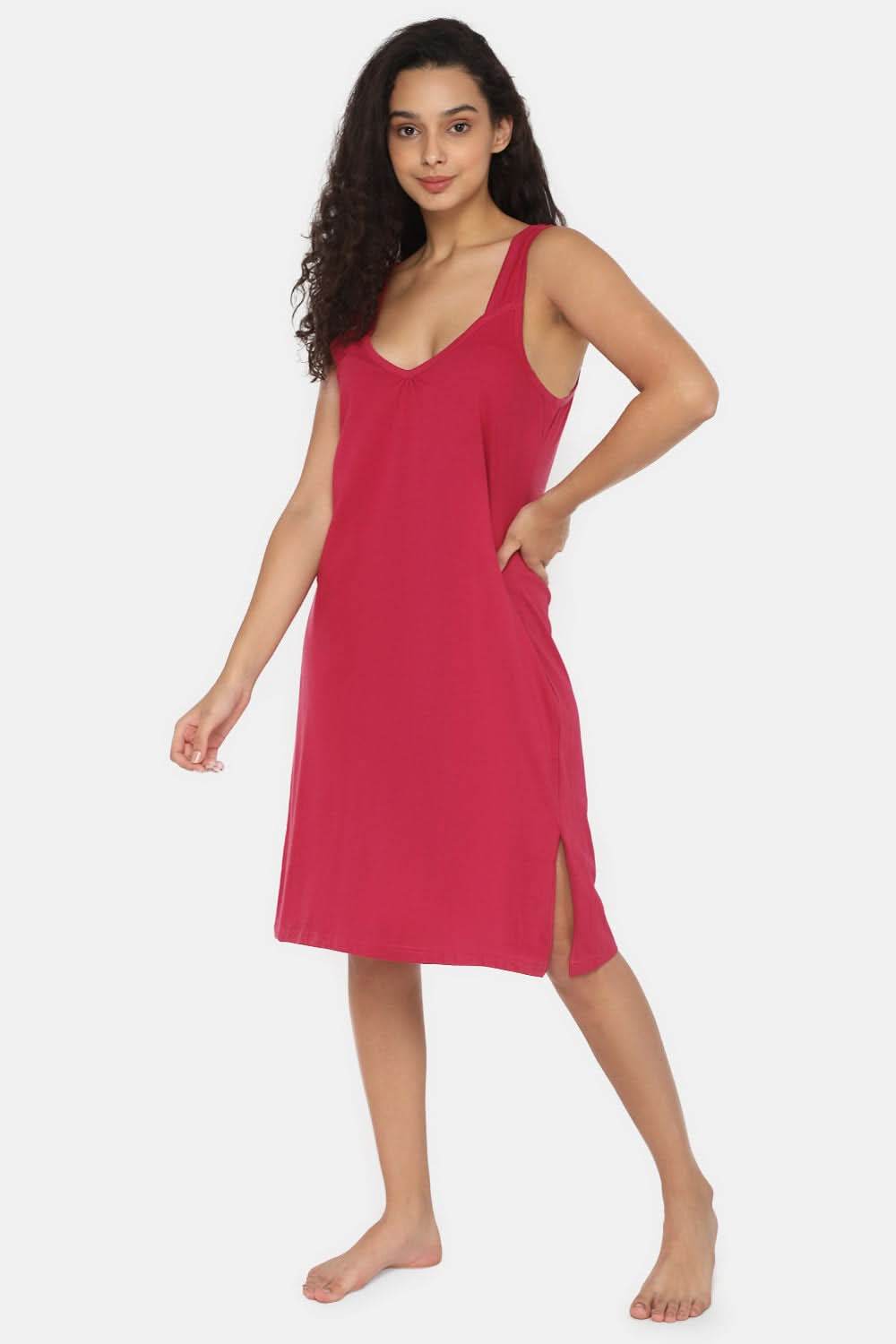 Intimacy Full Coverage Knee-Length Cotton Night Slip | Lightweight & Summer-Friendly Nightwear - Naidu Hall Family Store