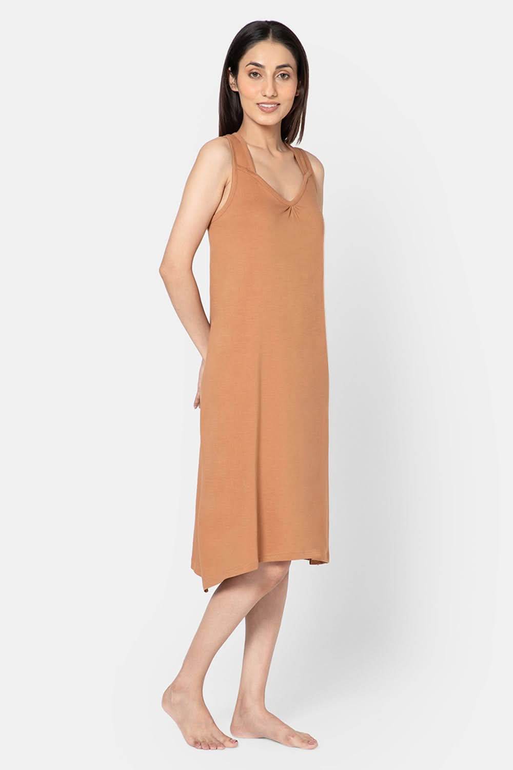 Intimacy Full Coverage Knee-Length Cotton Night Slip | Lightweight & Summer-Friendly Nightwear - Naidu Hall Family Store