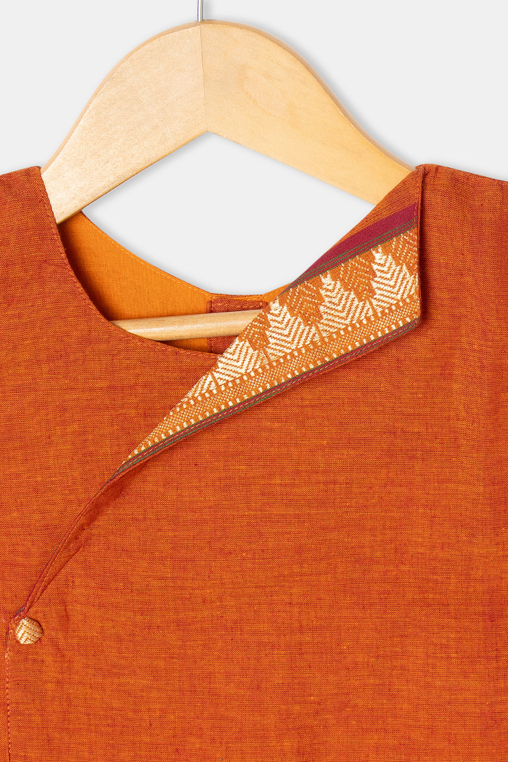 Chittythalli Stylised Collar Puff Sleeves Ethnic Pavadai Set - Orange - PS67