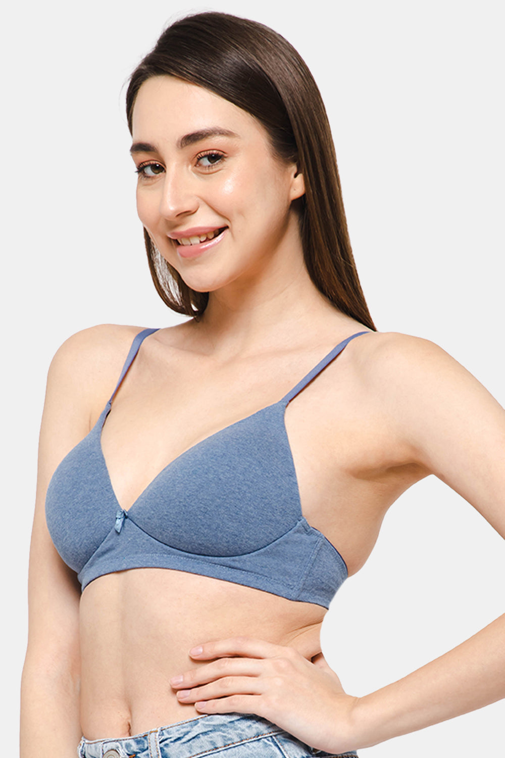 Intimacy Low Coverage Non - Wired Everyday T-shirt  Bra-   Blue