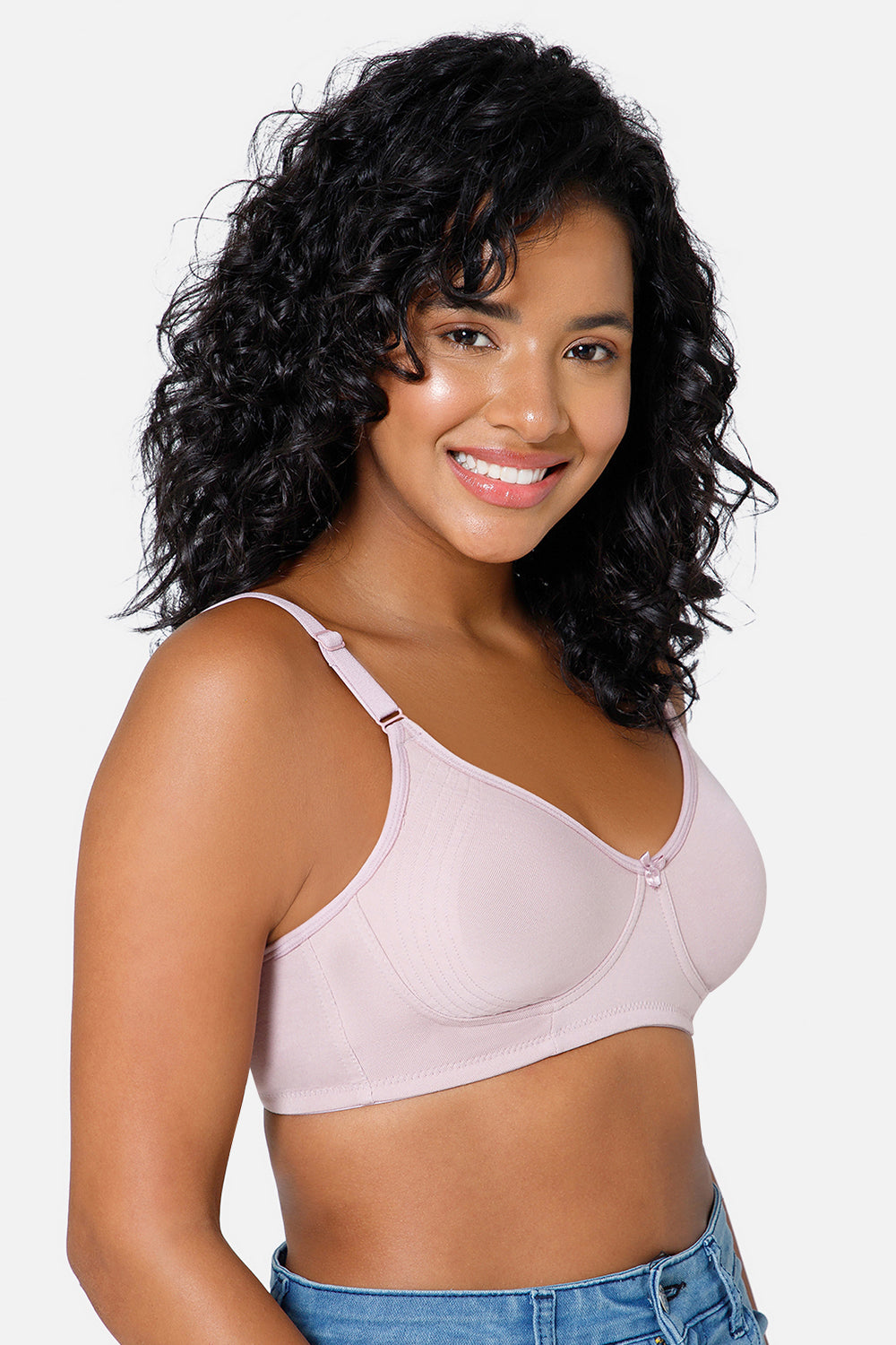 Light Shade Lavender T-shirt Saree Bra ES02 - Non-Padded and Non-Wired with High Coverage