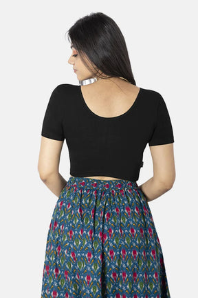 Naiduhall Knitted Blouse With Round Neck Princess Cut Short Sleeve - Black Size   32 Color Black