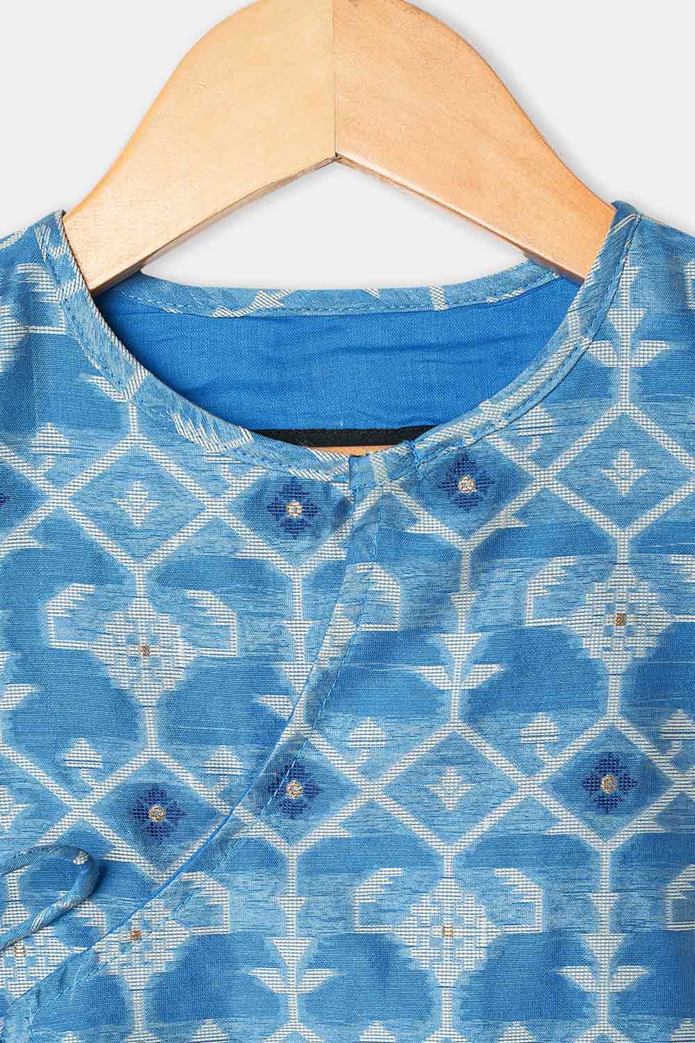 Navkrish Boys Cotton Kurta Dhoti Set – Jamdhani Traditional Wear - Blue - KD05