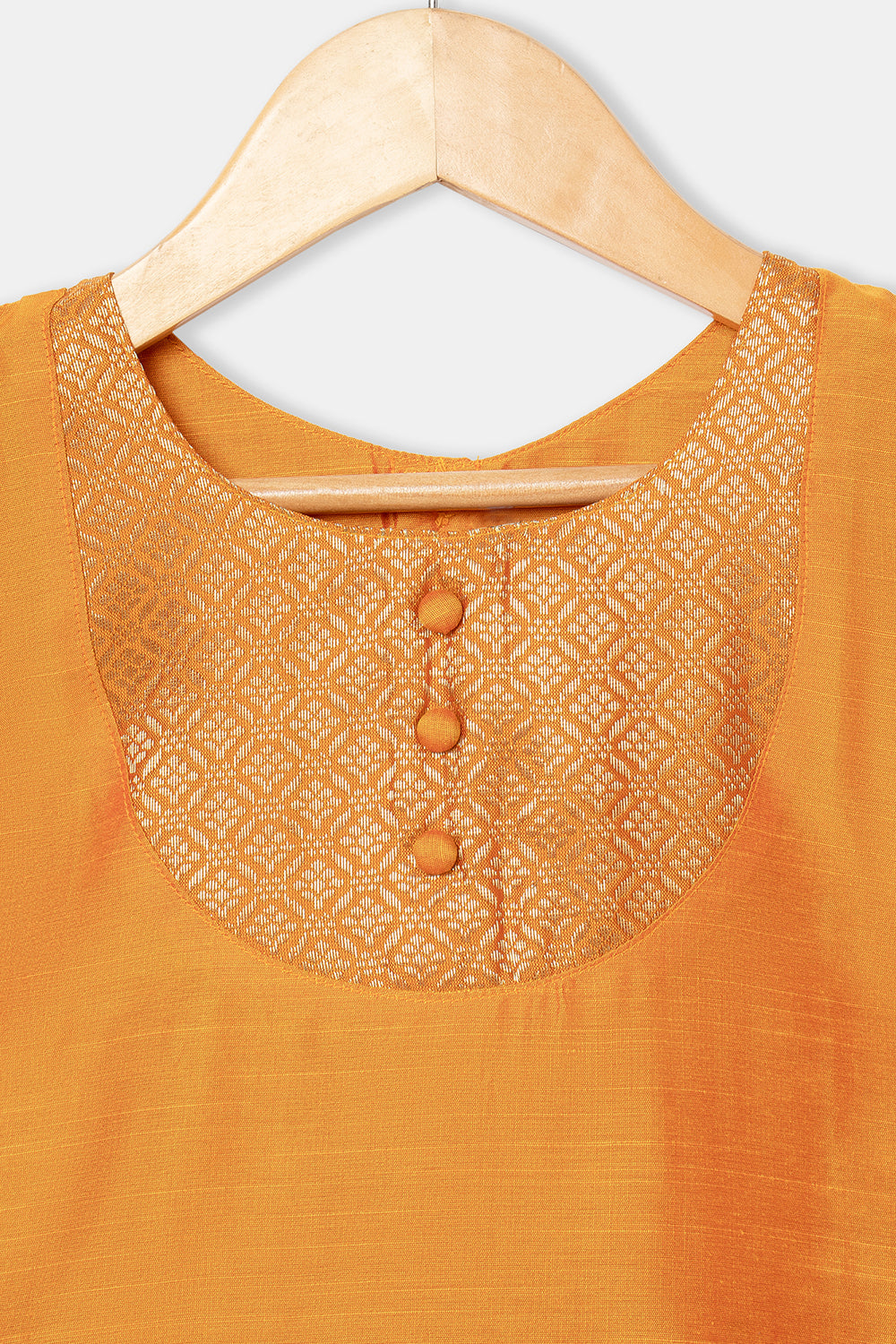 Chittythalli Girls Pavadai Skirt and Top Set Traditional Indian Outfit Festive Ethnic Wear with Puff Sleeves - Orange - PS33