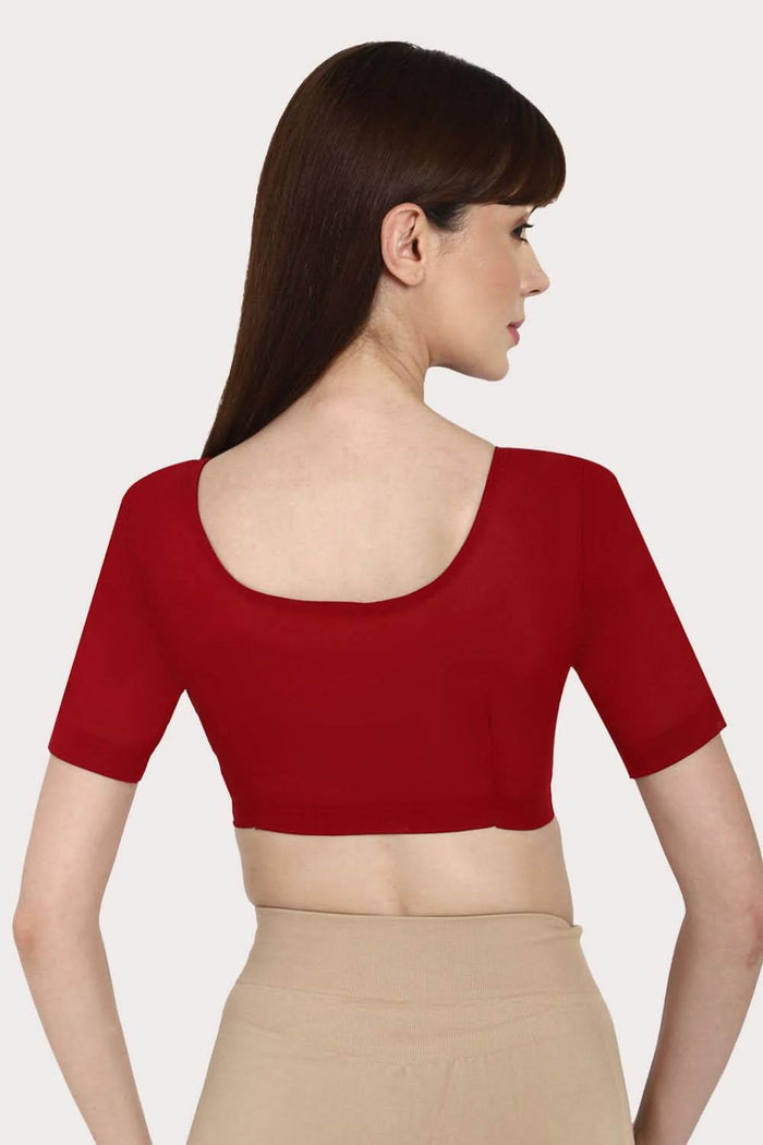 Naidu Hall Round neck long sleeve blouse Light Maroon