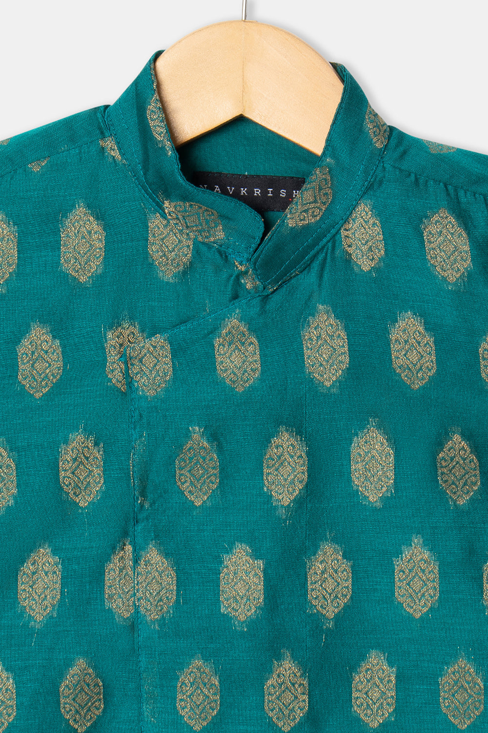 Navkrish Ethnic Kurta Set for Boys with Asymmetric Jacket with Mandarin Collar - Green - S012