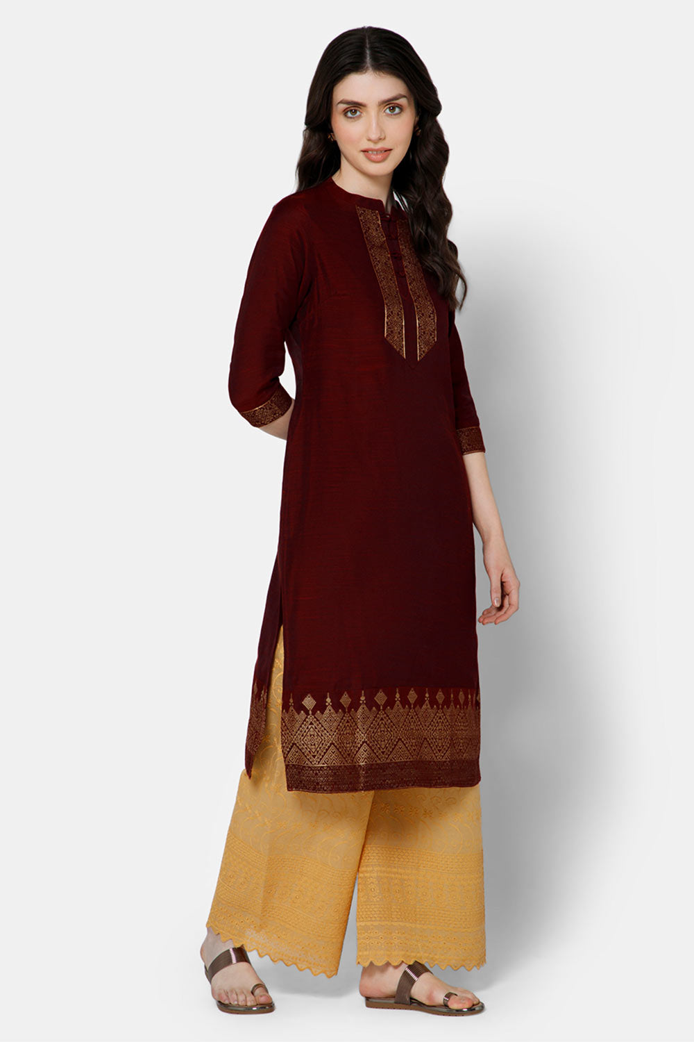 Mythri Women's Ethnic Wear Straight kurta - Red - KU53