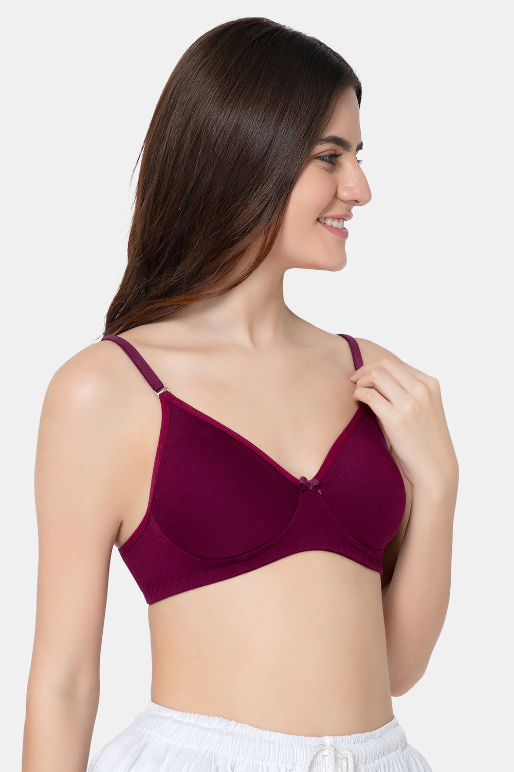 Wine Color Non-Wired Everyday T-Shirt Bra for Intimacy