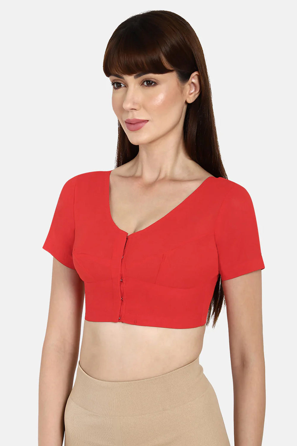 Naidu Hall Round neck short sleeve blouse - Coral