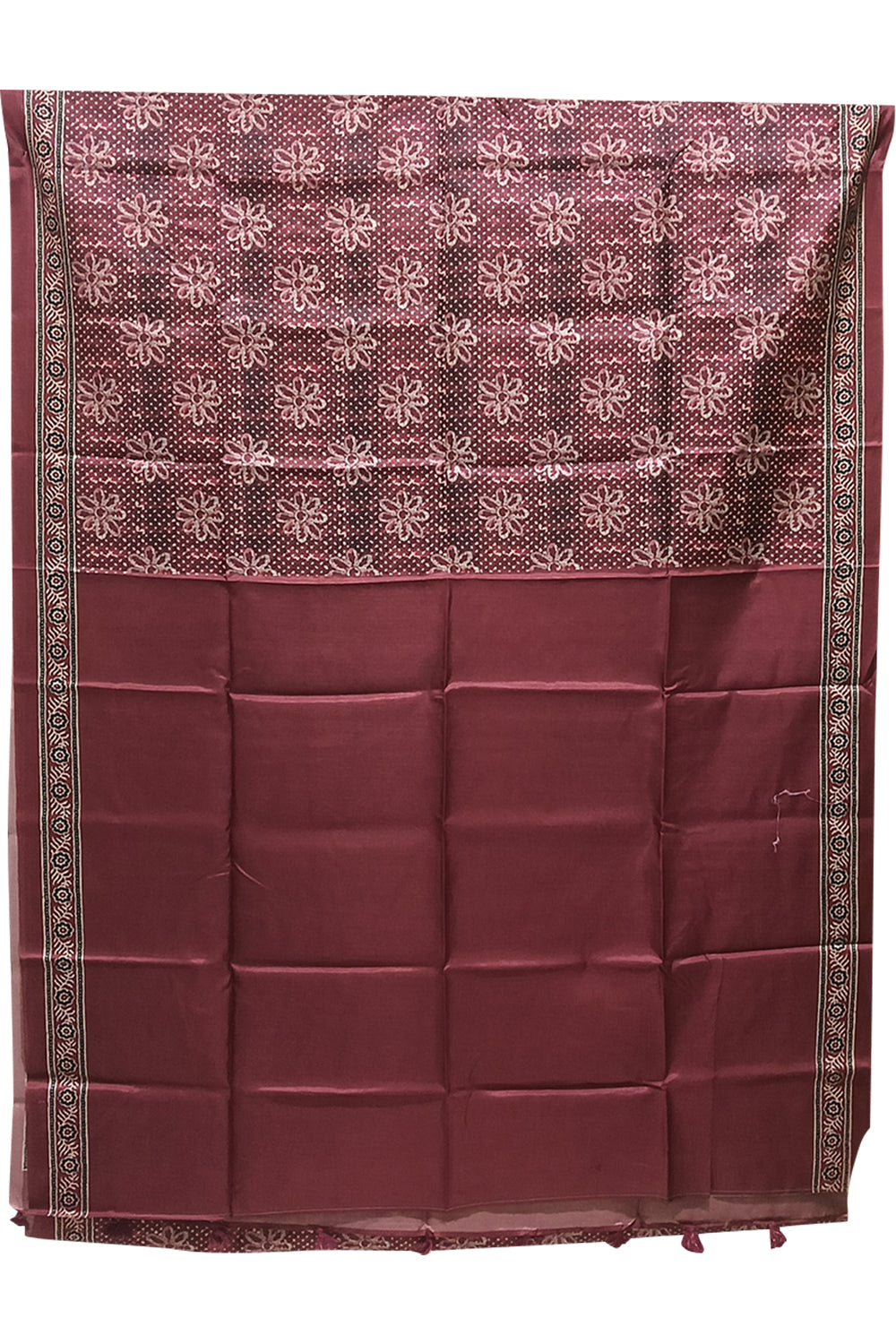 Women's Art Silk Tussar Silk Printed Saree with Blouse | Designer Ethnic Saree for Women | Festive, Wedding & Traditional Wear - Maroon - 4338
